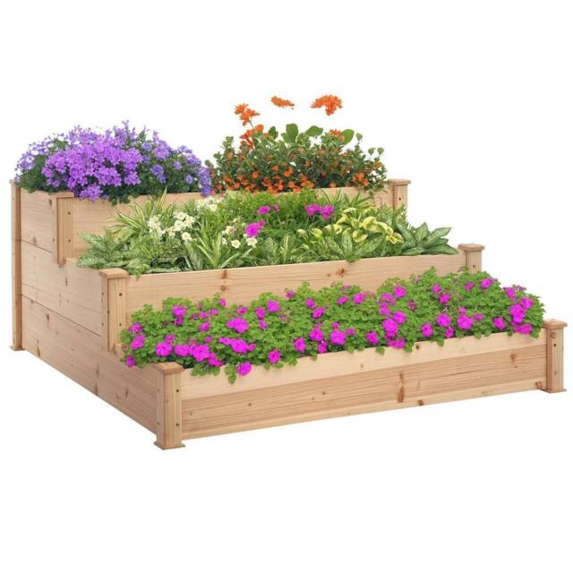 Kelvenix Wooden Raised Bed 3-Tier in Natural - Size: 100g - image 1