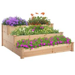 Kelvenix Wooden Raised Bed 3-Tier in Natural - Size: 100g - thumbnail 1