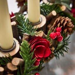 Dibor Roses Four Dinner Centrepiece Christmas Decoration Tealight Holder Candle Holders 35cm in Red - thumbnail 5