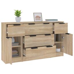 Berkfield Home 3 Piece Sideboard Set Sonoma Oak Engineered Wood in Brown - thumbnail 4