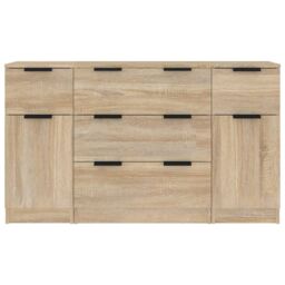 Berkfield Home 3 Piece Sideboard Set Sonoma Oak Engineered Wood in Brown - thumbnail 5