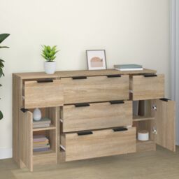 Berkfield Home 3 Piece Sideboard Set Sonoma Oak Engineered Wood in Brown - thumbnail 3