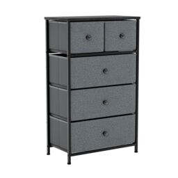 Home Discount Vida Designs Chorley 5 Drawer Chest Of Drawers UKFR Fabric Storage in Grey - thumbnail 9