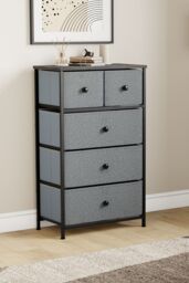 Home Discount Vida Designs Chorley 5 Drawer Chest Of Drawers UKFR Fabric Storage in Grey - thumbnail 8