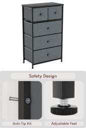 Home Discount Vida Designs Chorley 5 Drawer Chest Of Drawers UKFR Fabric Storage in Grey - thumbnail 7
