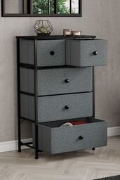 Home Discount Vida Designs Chorley 5 Drawer Chest Of Drawers UKFR Fabric Storage in Grey - thumbnail 2