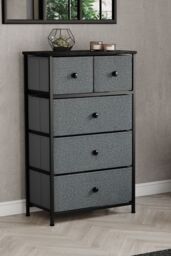 Home Discount Vida Designs Chorley 5 Drawer Chest Of Drawers UKFR Fabric Storage in Grey - thumbnail 1