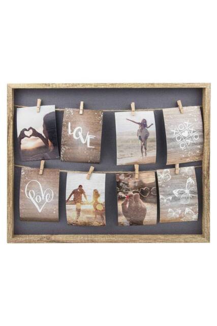 "nielsen Accent Photo Collage Frame for 8 Pictures 4x6"" With Clothesline & 8 Clips - Natural" - image 1