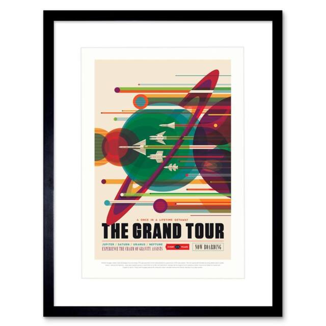 "Wee Blue Coo NASA Space Travel Advert Grand Tour Artwork 12x16"" Framed Art Print - Size: W12"" x H16""" - image 1