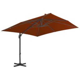 Berkfield Home Cantilever Umbrella with Aluminium Pole Terracotta 300x300 cm in Brown - thumbnail 2