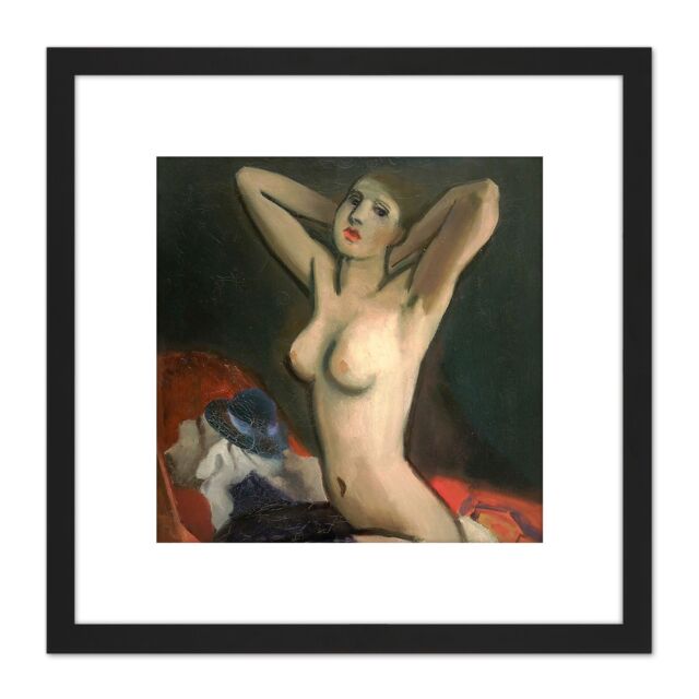 Artery8 Kremlicka Trimming Lady Stretching Painting 8X8 Inch Square Wooden Framed Wall Art Print Picture with Mount in Black - image 1