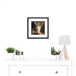 Artery8 Kremlicka Trimming Lady Stretching Painting 8X8 Inch Square Wooden Framed Wall Art Print Picture with Mount in Black - thumbnail 2