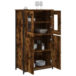 Berkfield Home Highboard Smoked Oak 62x32x106.5 cm Engineered Wood in Brown - thumbnail 4