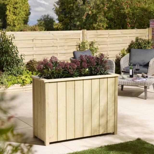Rowlinsons Signature Heritage Tall Rectangular Planter - Timber - L43xW103xH78 cm in Light Brown - image 1