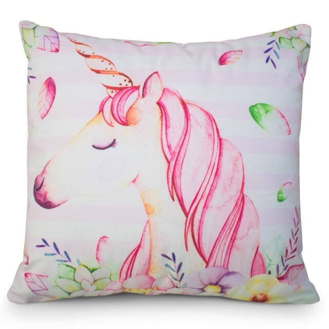 Velosso Whimsical Unicorn Design Cushion with Soft Micro Mink Texture - Size: 43 cm x 43 cm