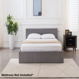 KOSY KOALA Ottoman Bed Gas Lift Storage Grey 4ft6 Double Line Pattern Velvet Bedroom - thumbnail 5