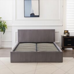KOSY KOALA Ottoman Bed Gas Lift Storage Grey 4ft6 Double Line Pattern Velvet Bedroom