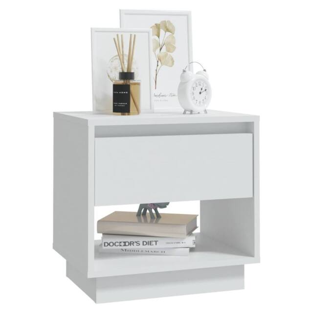 Berkfield Home Classic Bedside Cabinet White 45x34x44 cm Engineered Wood - Size: 45 x 34 x 44 cm - image 1