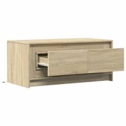 Berkfield Home Durable Coffee Table with LED Lights Sonoma Oak Engineered Wood in Light Tan - thumbnail 9