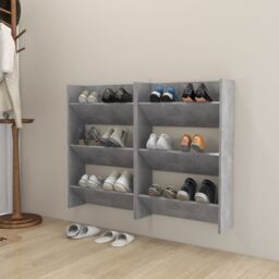 Berkfield Home Wall Shoe Cabinets 2 pcs Concrete Grey 60x18x90 cm Engineered Wood - Size: 60 x 18 x 90 cm - thumbnail 1
