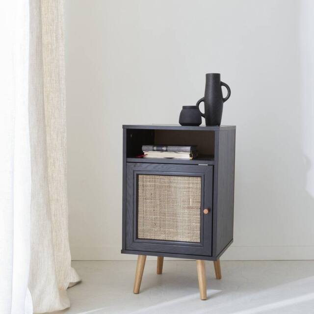 sweeek Scandi-style Bedside Table With Drawer in Black - image 1