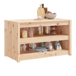 Berkfield Home Outdoor Kitchen Cabinet 106x55x64 cm Solid Wood Pine in Natural - Size: 106 x 55 x 64 cm - thumbnail 3