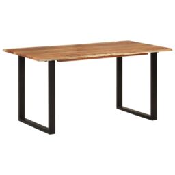Berkfield Home Dining Table 154x80x76 cm Solid Acacia Wood in Brown - Size: 154 x 80 x 76 cm - thumbnail 1