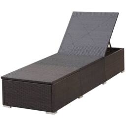 Berkfield Home Sun Lounger with Cream White Cushion Poly Rattan Brown - thumbnail 6