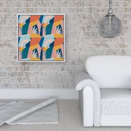 Warren Reed - Designer Modern Floral Pattern Framed Canvas in Off-White - Size: w40 inch x h40 inch - thumbnail 2