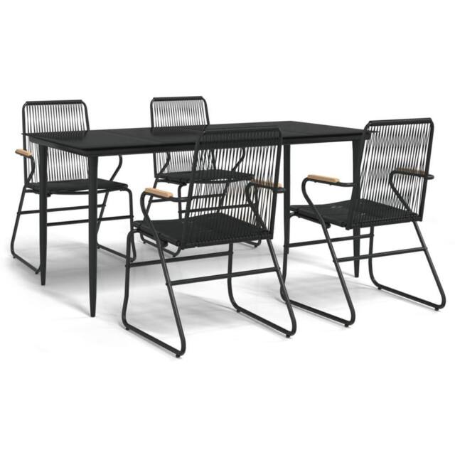 Berkfield Home 5 Piece Garden Dining Set Black PVC Rattan - image 1