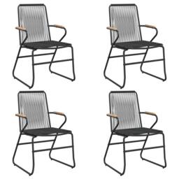 Berkfield Home 5 Piece Garden Dining Set Black PVC Rattan - thumbnail 4
