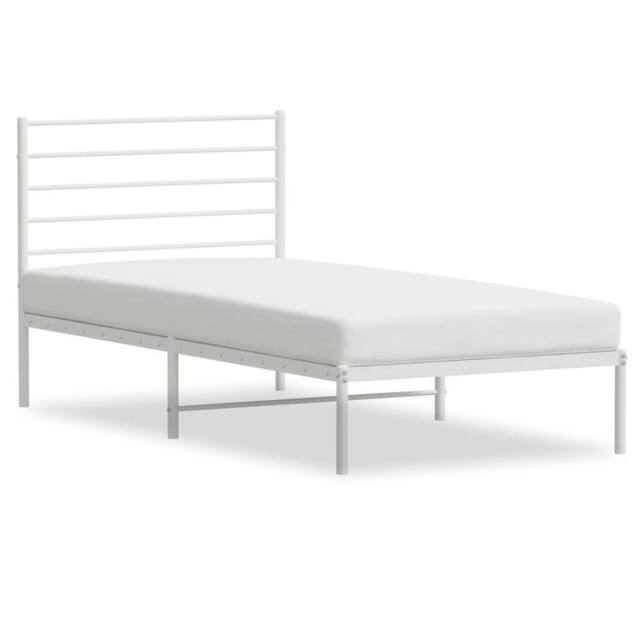 Berkfield Home Metal Bed Frame with Headboard White 107x203 cm - image 1