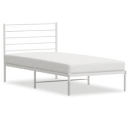 Berkfield Home Metal Bed Frame with Headboard White 107x203 cm - thumbnail 1