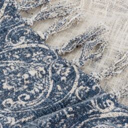 Paoletti Durelle 100% Cotton Paisley Printed Throw in Blue - Size: 130 cm x 170 cm - thumbnail 4