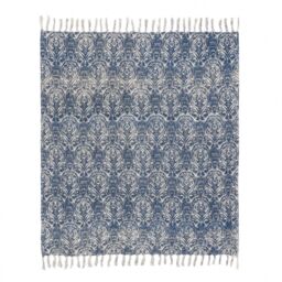 Paoletti Durelle 100% Cotton Paisley Printed Throw in Blue - Size: 130 cm x 170 cm - thumbnail 2