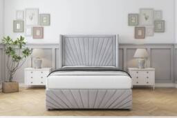 "Comfort Beds Sunrise Naples Divan Base 2 Drawers - 54"" Wingback-Footboard in Silver - Size: Small Double" - thumbnail 3