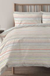 Copenhagen Home 'Painterly Striped Polycotton Duvet Cover Set in Coral - Size: Double - thumbnail 2