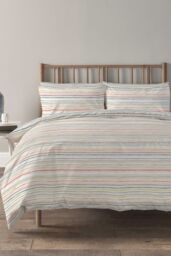 Copenhagen Home 'Painterly Striped Polycotton Duvet Cover Set in Coral - Size: Double - thumbnail 3