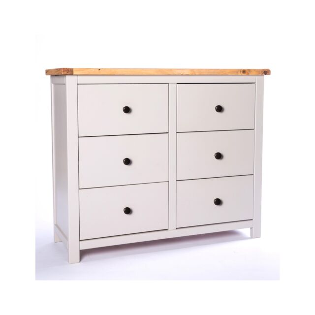 Cabinet Bits Argenta 6 Drawer Chest of Drawers Brass Knob in Light Grey - image 1