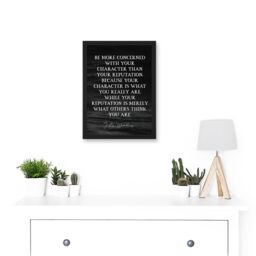 Artery8 Slate Quote John Wooden Reputation Character Is What You Are Coach Basketball Inspiring Sports Artwork Framed Wall Art Print A4 in Black - thumbnail 2