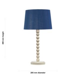 First Choice Lighting Set of 2 Bobbin - Ivory Lamps with Navy & Silver Shades in White - thumbnail 8