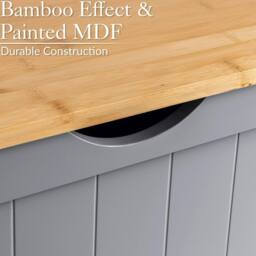 FORGEVIO Grey Wooden Laundry Chest Bamboo Lid Bathroom Linen Storage Bin - thumbnail 3