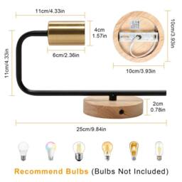 Pheashine Wall lamp (2 Pack), Wood Base, Industrial Style, E27 Socket (Bulb Not) in Gold - thumbnail 2