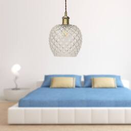 First Choice Lighting Baine - Clear Textured Glass Antique Brass Retro Pendant Fitting - thumbnail 3