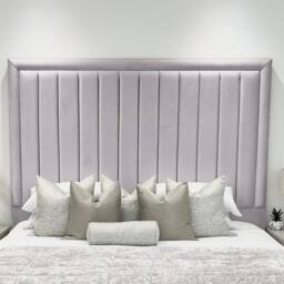 Living Comfort Bedz Hampton Slatted Base Upholstered Bed with 54-Inch panel Headboard in Silver - Size: Small Double - thumbnail 3