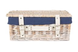 Red Hamper Wicker 35cm White Picnic Basket with Cotton Lining in Blue - thumbnail 4