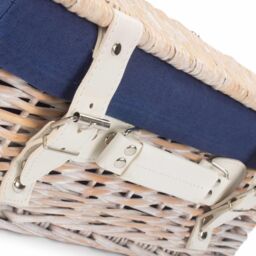 Red Hamper Wicker 35cm White Picnic Basket with Cotton Lining in Blue - thumbnail 5