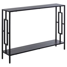 HOMCOM Industrial Console Table w/ Storage Shelf Black Metal Frame in Grey - thumbnail 2