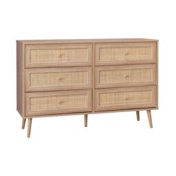 sweeek 6-drawer chest with wood & cane effect in Brown - thumbnail 2