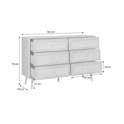 sweeek 6-drawer Chest With Wood & Cane Effect in Light Brown - thumbnail 5
